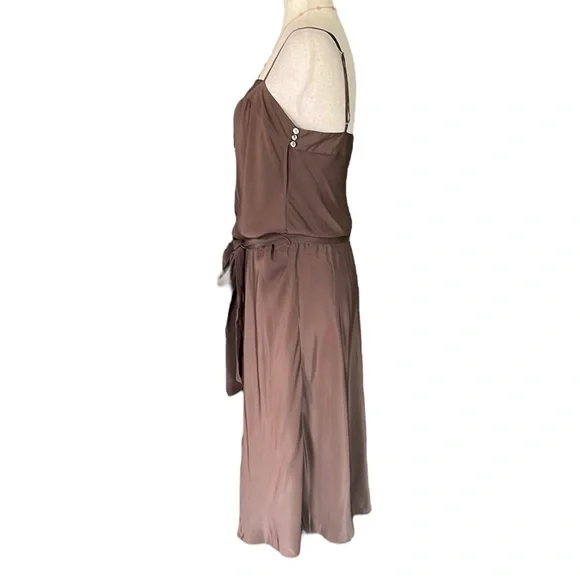 BCBGMAX Brown Silk Slip Dress with Belt - Picture 9 of 11